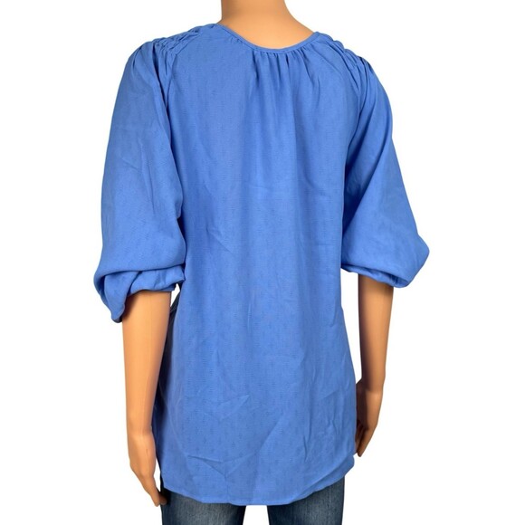 Jessica Simpson Womens Medium Blue Blouse Textured Top Long Sleeves Pullover New - Picture 3 of 7